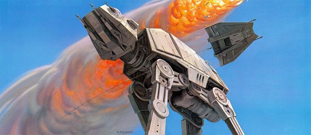 empire A painting of a star wars at - t - t - t - t - t.